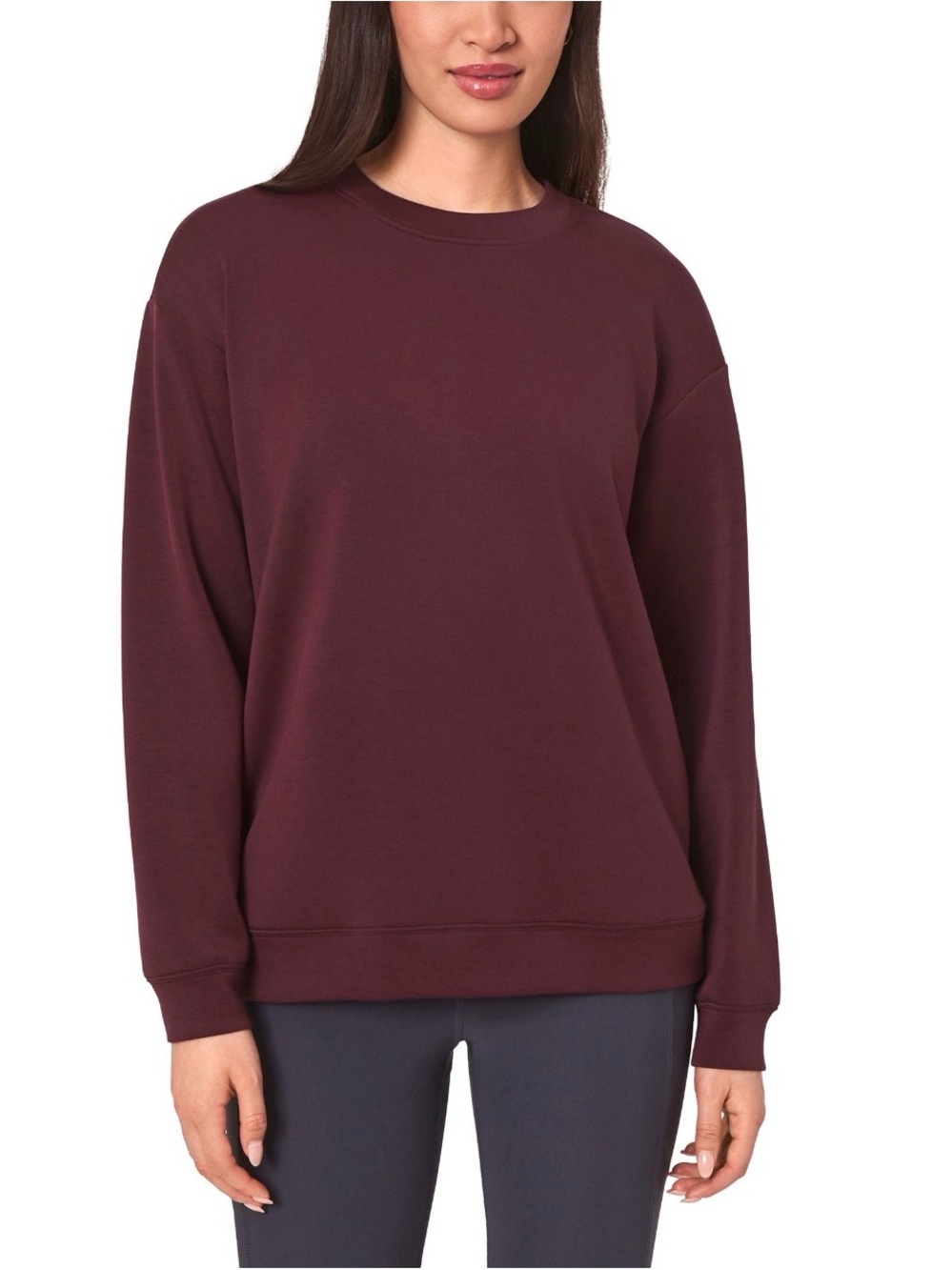 Mondetta Women’s Cozy Active Crewneck Sweatshirt Dark Red Medium New